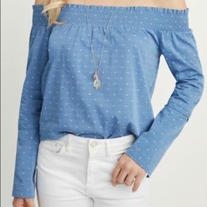 Stella and dot chambray off the shoulder top
